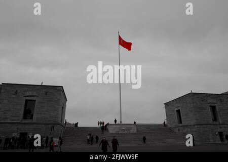 Drapeau principal d'Anıtkabir (Mausolée d'Atatürk) - Ankara Banque D'Images