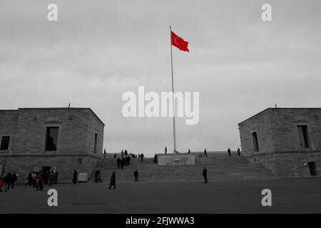 Drapeau principal d'Anıtkabir (Mausolée d'Atatürk) - Ankara Banque D'Images