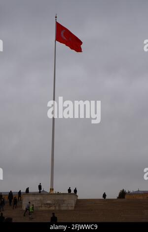 Drapeau principal d'Anıtkabir (Mausolée d'Atatürk) - Ankara Banque D'Images