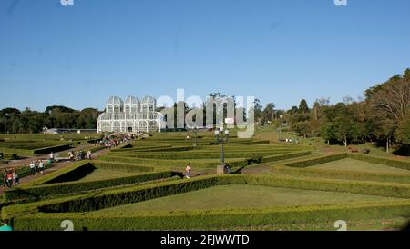 Curitiba, Etat de Paranà, Brésil, juillet 2009 : la serre dans le jardin botanique. Banque D'Images