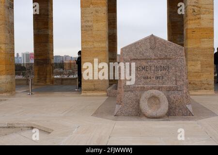 Tombe d'Ismet Inonu que sa lettre à Ataturk écrit sur elle située à Anıtkabir (Mausolée d'Atatürk) - Ankara Banque D'Images