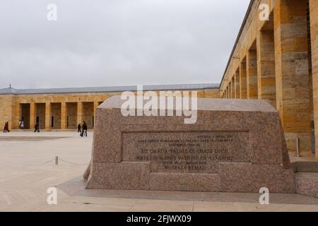 Tombe d'Ismet Inonu que sa lettre à Ataturk écrit sur elle située à Anıtkabir (Mausolée d'Atatürk) - Ankara Banque D'Images