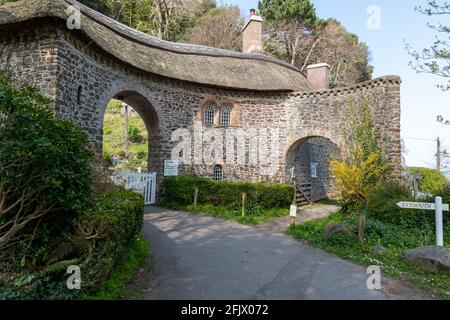 Porte de péage digne sur la route à péage de Porlock Banque D'Images