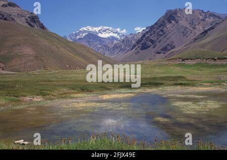 Mt Aconcagua dans les Andes, province de Mendoza, Argentine, Amérique du Sud Banque D'Images