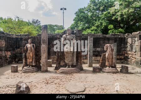 Hatadage, ancien sanctuaire relique de la ville de Polonnaruwa, Sri Lanka Banque D'Images