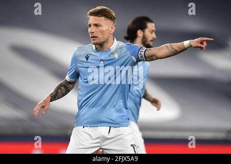 Rome, Italie. 26 avril 2021. Ciro immobile de SS Lazio réagit pendant la série UN match de football entre SS Lazio et AC Milan au stade Olimpico à Rome (Italie), le 26 avril 2021. Photo Antonietta Baldassarre/Insidefoto Credit: Insidefoto srl/Alay Live News Banque D'Images