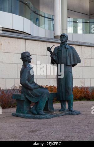 Monument à Sherlock Holmes et Dr. Watson à Moscou, Russie. Banque D'Images