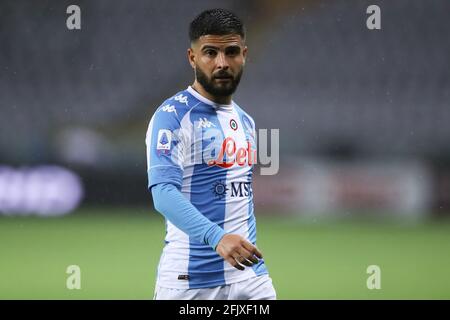 Turin, Italie, le 26 avril 2021. Lorenzo Insigne de SSC Napoli pendant la série UN match au Stadio Grande Torino, Turin. Le crédit photo devrait se lire: Jonathan Moscrop / Sportimage Banque D'Images