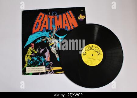 Batman LP Vinyl Record Album, Power Records - 8155, Children's, Story, 1975, Original presser. Dessin animé pour enfants Banque D'Images