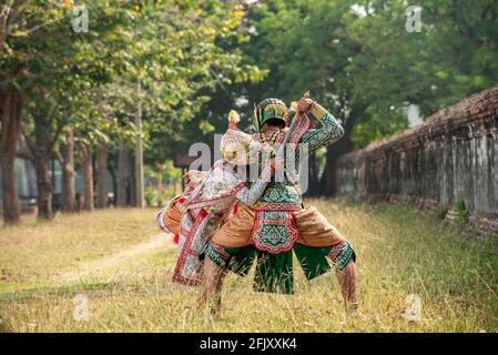 Art Khon de la culture Thaïlande danse dans l'histoire de Ramayana masquée. Banque D'Images