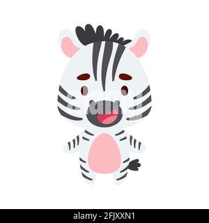 Joli Petit Zebre Sur Fond Blanc Personnage Animal De Dessin Anime Pour Les Cartes D Enfants Douche De Bebe Invitation D Anniversaire Interieur De Maison Enfant De Couleur Vive Image Vectorielle Stock Alamy