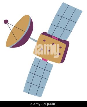 Satellite flottant dans cosmos, récepteur de signal Illustration de Vecteur