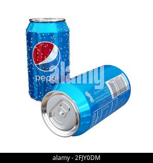 Pepsi CAN isolé sur fond blanc. Banque D'Images