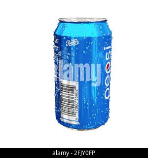 Pepsi CAN isolé sur fond blanc. Banque D'Images