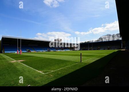 Halifax, Angleterre - 25 avril 2021 - vue générale, le stade Shay avant le championnat de rugby Betfred Halifax vs Toulouse Olympique XIII au stade Shay, Halifax, Royaume-Uni Banque D'Images