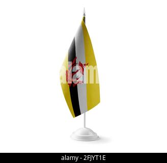 Petit drapeau national du Brunei sur fond blanc Banque D'Images