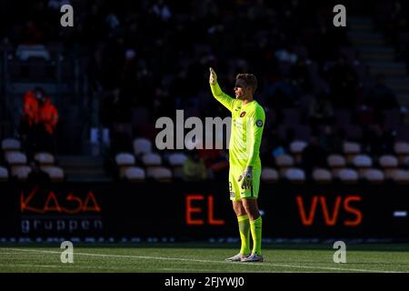 Farum, Danemark. 26 avril 2021. Jonas Lossl (49) du FC Midtjylland vu pendant le match 3F Superliga entre le FC Nordsjaelland et le FC Midtjylland en droit de Dream Park à Farum. (Crédit photo : Gonzales photo/Alamy Live News Banque D'Images