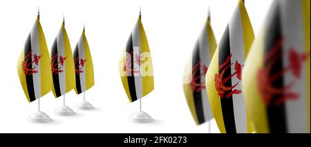 Ensemble de drapeaux nationaux du Brunei sur fond blanc Banque D'Images