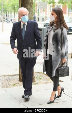 Madrid, Madrid, Espagne. 27 avril 2021. La reine Letizia d'Espagne assiste à une réunion de travail de la FundaciÃ³n del Español Urgente ''˜FundeuRAE' à l'Académie royale espagnole le 27 avril 2021 à Madrid, Espagne Credit: Jack Abuin/ZUMA Wire/Alay Live News Banque D'Images