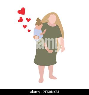 Bonne fête des mères. Illustration vectorielle avec belle femme et enfant Illustration de Vecteur