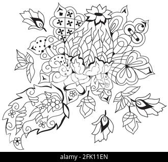 Style zentangle de fleurs aux lignes épurées pour t-shirt, tatouage et autres décorations Illustration de Vecteur