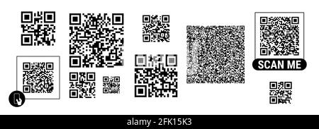 Codes QR abstraits pour la lecture de smartphones. Illustration vectorielle de style plat isolée sur fond blanc. Illustration de Vecteur