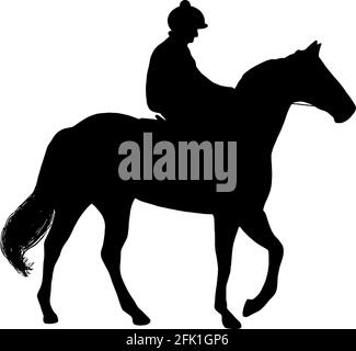 Silhouette de cheval de course et de jockey Illustration de Vecteur