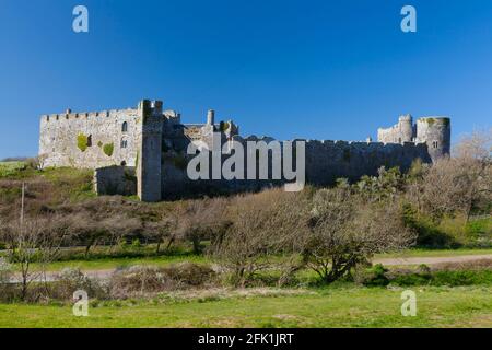 Château de Manorbier, Pembrokeshire, Pays de Galles, Royaume-Uni Banque D'Images