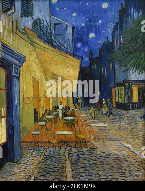 Vincent van Gogh, café terrasse la nuit, 1888, huile sur toile, Musée Kröller-Müller, Otterlo, Pays-Bas Banque D'Images