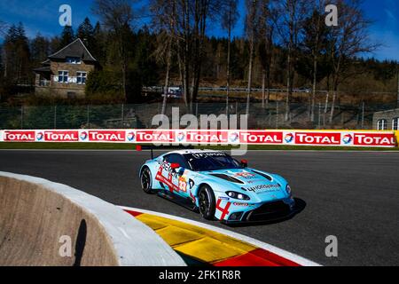 Stavelot, Belgique, 27/04/2021, 33 Keating Ben (etats-unis), Pereira Dylan (lux), Fraga Felipe (BRA), TF Sport, Aston Martin Vantage AMR, action pendant le Prologue du Championnat du monde d'endurance 2021 de la FIA sur le circuit de Spa-Francorchamps, du 26 au 27 avril à Stavelot, Belgique - DPIB / DPIB Gooden Banque D'Images