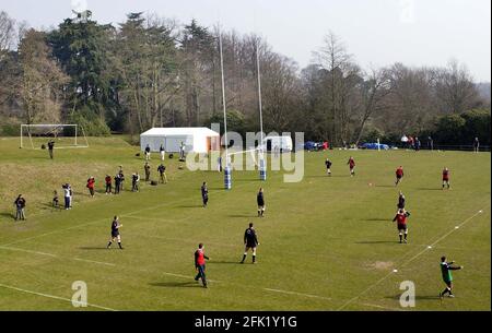 ENTRAÎNEMENT DE RUGBY EN ANGLETERRE À L'HÔTEL PENNYHILL PARK BAGSHOT 27/3/2003 PHOTO DAVID ASHDOWNRUGBY Banque D'Images