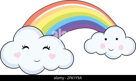 Jolie illustration de dessin animé Rainbow Happy Illustration de Vecteur