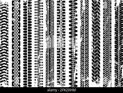 Protecteurs de pneus. Traces de roues sur les routes camion marques de pneus vecteur grunge illustrations vectorielles Illustration de Vecteur