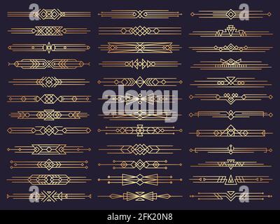 Décors Art déco. Séparateurs rétro formes ornement décoratif éléments graphiques abstrait modèle vectoriel Illustration de Vecteur