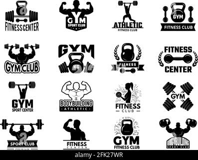 Badges sport. Ensemble de vecteur logotypes de fitness athlétique de gym Illustration de Vecteur