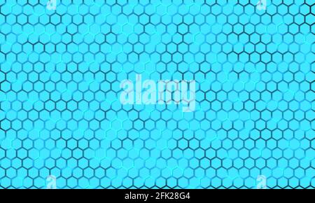 Hexagone bleu clair sur fond lumineux. Grille de texture en nid d'abeille bleu. Arrière-plan hexagonal texturé brillant. Illustration vectorielle. Illustration de Vecteur