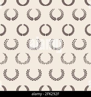 Motif couronne vintage. Greek Laurel, récompense la texture sans couture. Arrière-plan des branches d'olive vectorielles Illustration de Vecteur