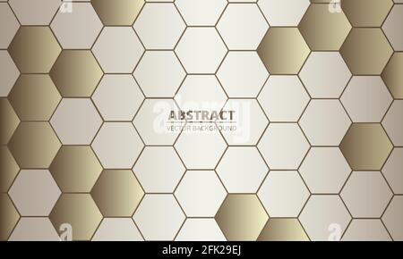 Fond de vecteur de technologie abstrait hexagonal de luxe doré. Grille de texture en nid d'abeille dorée. Bannière hexagonale géométrique claire. Illustration vectorielle. Illustration de Vecteur