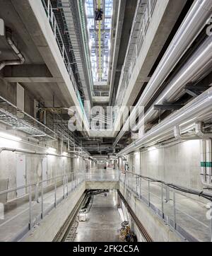 Intérieur de l'usine industrielle. Centrale électrique de CoppenHill, Copenhague, Danemark. Architecte: GROUPE BIG Bjarke Ingels, 2019. Banque D'Images