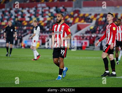 Brentford Community Stadium, Londres, Royaume-Uni. 27 avril 2021. Championnat de football de la Ligue anglaise de football, Brentford FC versus Rotherham United ; Bryan Mbeumo de Brentford Credit: Action plus Sports/Alamy Live News Banque D'Images