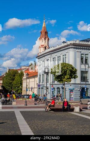 VILNIUS, LITUANIE - 15 AOÛT 2016 : place de la mairie de Vilniaus rotuse à Vilnius, Lituanie Banque D'Images