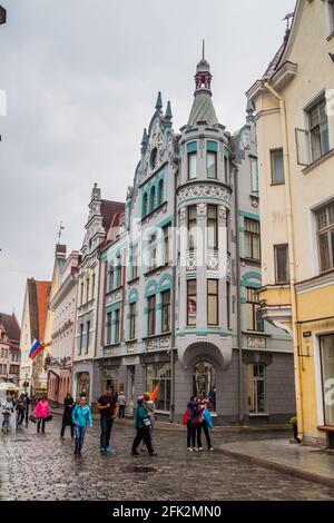 TALLINN, ESTONIE - 22 AOÛT 2016 : immeuble Reichmanni maja dans la vieille ville de Tallinn. Banque D'Images