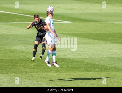 Los Angeles, Texas, États-Unis. 17 avril 2021. Action lors d'un match de football de ligue majeure entre LAFC et Austin FC le 17 avril 2021 à Los Angeles, Californie. Crédit : Scott Coleman/ZUMA Wire/Alay Live News Banque D'Images