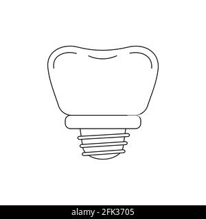 Icône de la ligne d'implant dentaire de la dent isolée sur fond blanc. Illustration de Vecteur