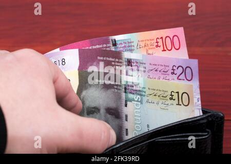 Scottish Money - Livres dans un portefeuille noir Banque D'Images