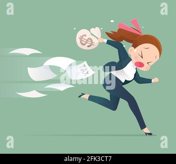 Homme d'affaires qui s'éloigne de l'impôt, illustration du concept d'entreprise. Illustration de Vecteur