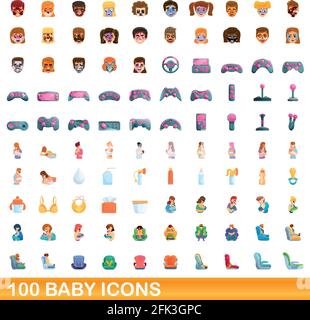 100 icônes bébé ensemble. Cartoon illustration de 100 icônes bébé vector set isolé sur fond blanc Illustration de Vecteur