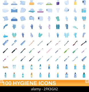 jeu de 100 icônes d'hygiène. Illustration de 100 icônes d'hygiène ensemble de vecteur isolé sur fond blanc Illustration de Vecteur