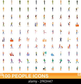 100 personnes icons set. Cartoon illustration de 100 personnes icônes vector set isolé sur fond blanc Illustration de Vecteur