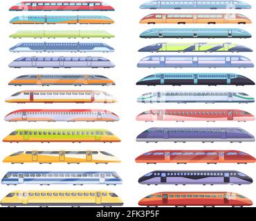 Icônes de transport à grande vitesse définies. Ensemble de dessins animés d'icônes de vecteur de transport à grande vitesse pour la conception de sites Web Illustration de Vecteur